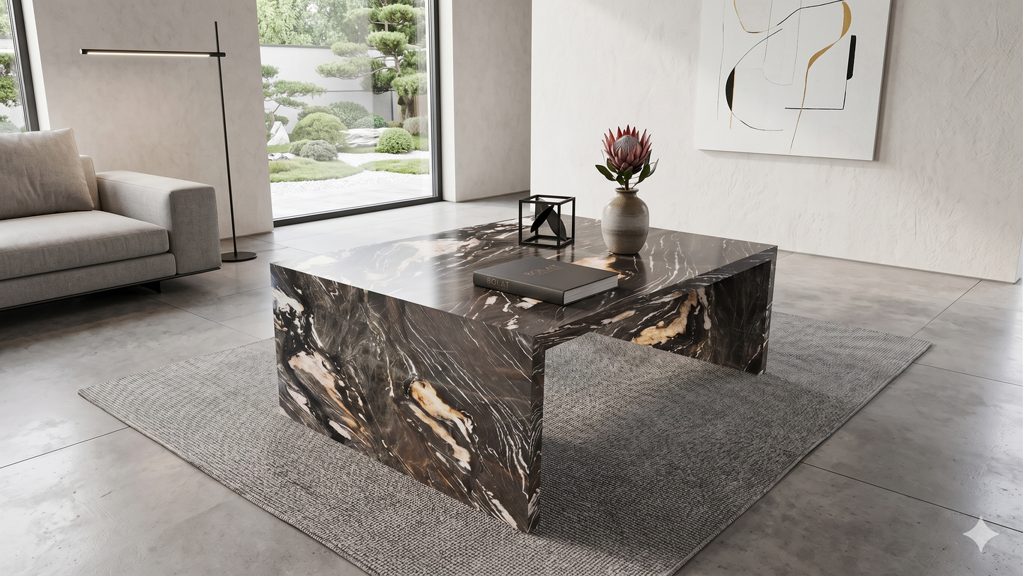 U-Form Couchtisch aus "Belvedere"